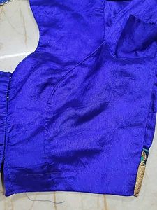Stylish collar Blue Sari Blouse