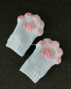 Crochet White Paw Gloves 🐾