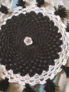 Crochet Black &amp; White Decorative Doily