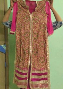 Pink &amp; Gold Embellished Kurta Set