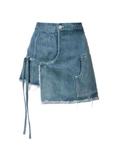 Newme Frayed Hem Wrap Demin Skirt