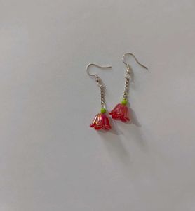 Red Tulip  Necklace And Earings