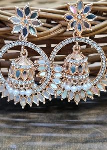 Rosegold Jhumki Chandbali Earrings