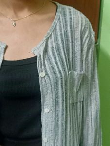 korean grey sheer shrug