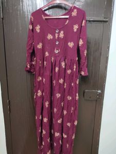 Maroon Printed Kurta