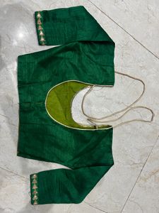 Green and pink Readymade Saree Blouse