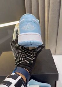 JORDAN 1 Low White Ice Blue Sneakers