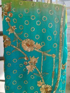 Elegant Yellow Sequin Sari