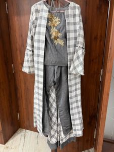 Grey Embroidered Kurta Set