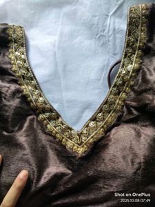 jimmy choo saree &amp; Embroidered Brown Blouse