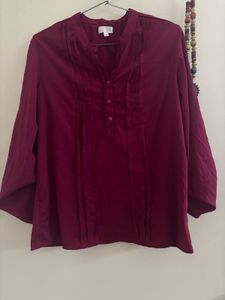 Maroon Button-Down Top