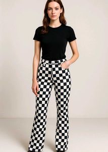 Checkered Flare Jeans