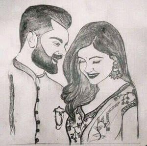 Virat Anushka Painting Handmade