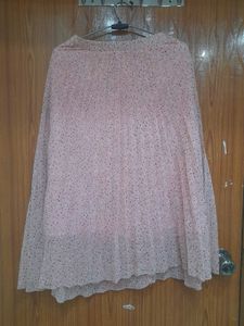 Pink Floral Pleated Skirt