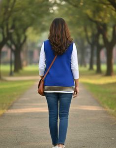 Stylish Blue Sleeveless Jacket