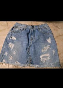 Mini Distressed Denim Skirt