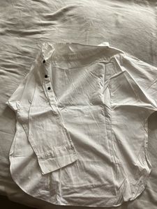 One Side Off Shoulder White Cotton Top