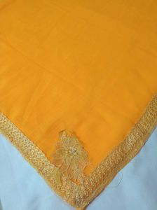 Yellow Chiffon saree😍
