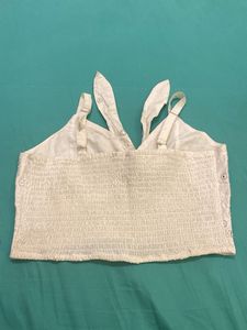 Embroidered Tie-Front Crop Top