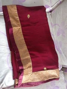 Elegant Maroon Saree with Gold Border