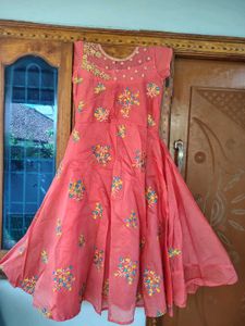 Cute Pink Embroidered Anarkali