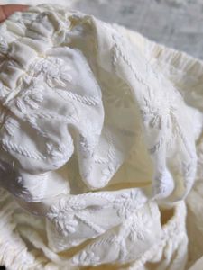 White Embroidered Plazzo pant