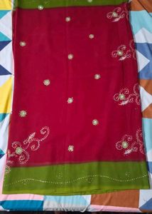 Women Beautiful Maroon Sareewith Blouse