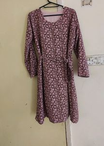 Belted Floral A-Line Dress