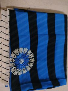 Blue &amp; Black Striped Saree