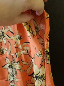 🍁Orange Floral Short Dress🍂