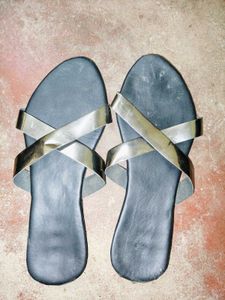 Chic Silver Strap Flats