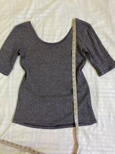 Gray Ribbed Knit Top Bust 36-38