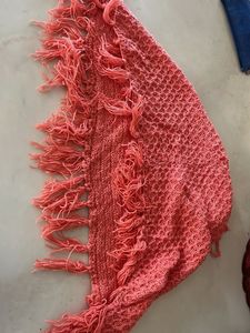 Coral Scarf with Fringe