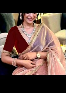 New Nylon Silk Saree With Velvet Blouse Piece