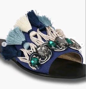 Catwalk Blue Embellished Tassel Flats Size 36