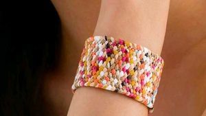 Multicoloured Raffia Braclat