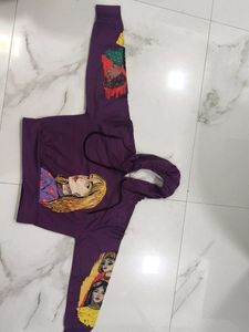Purple Graphic Print Hoodie