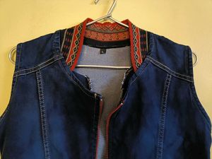 Denim Mini Dress with Zipper