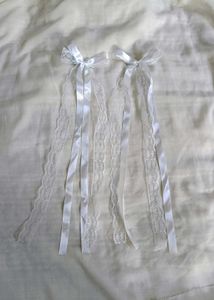 White Lace Hair Ribbons