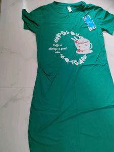 Green 'Coffee' Graphic T-Shirt Dress