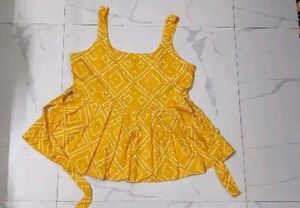 Yellow Printed Kurti