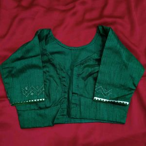 Tailored Green Blouse with Embellishments