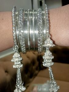 Silver Oxidised Bangles One Set