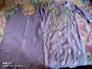 Chikankari Kurta Set Without peticot/Cotton Inner