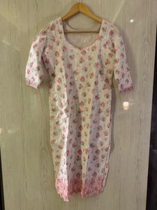 Block Print Lace Work Cotton 3 Piece Suit