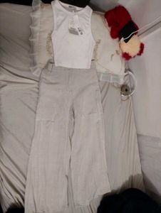 Zara Top & Wide Linen Leg Pants Set
