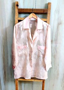 Floral Sheer Button-Down Shirt Size-42