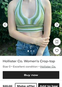 HOLLISTER Green/White Knit Crop Top