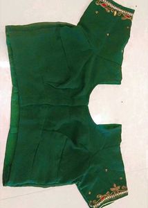 Bridal Zari Work Stone Embroidery Green &amp; Red Sare