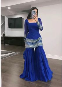 Georgette Embroidery Women Stitched Kurti Sharara